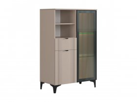 Комод 2 со стеклом Рич (кашемир/фрапучино матовый/черный) в Ачинске - achinsk.mebel-nsk.ru | фото