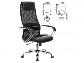 Кресло офисное BRABIX PREMIUM Stalker EX-608 CH, хром, ткань-сетка/кожзам, черное в Ачинске - achinsk.mebel-nsk.ru | фото