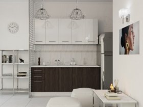 Кухонный гарнитур МДФ Выгодно и точка 2,0 м (белый глянец/ироко) в Ачинске - achinsk.mebel-nsk.ru | фото