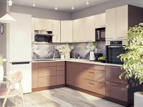 Модульная кухня Классика (ваниль/шоколад) в Ачинске - achinsk.mebel-nsk.ru | фото