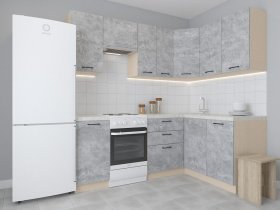 Модульная угловая кухня 1,4м*2,1м Лада (цемент) в Ачинске - achinsk.mebel-nsk.ru | фото