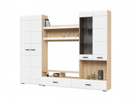 Стенка ГС-01 Либерти (дуб сонома/белый глянец) в Ачинске - achinsk.mebel-nsk.ru | фото